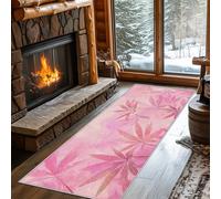 Non Slip Leaves Runner Rug for Hallway Washable, 60 x 150 cm Pink Maple Leaf Carpet Runner Extra Long for Living Room, Hall, Kitchen, Bedroom, Indoor Door Mat, Ultra Thin