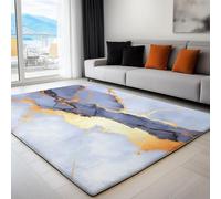 Non-Slip Light Gray Rug, Easy Care Short-Pile, 160 x 230 cm, Quality Abstract Marble Elegant Printed, Carpets for Living Room, Kitchen, Bedroom, Hallway, and Dining Room