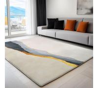 Non-Slip Light Gray Rug, Easy Care Short-Pile, 60 x 120 cm, Quality Minimalist Abstract Mountain Range Printed, Carpets for Living Room, Kitchen, Bedroom, Hallway, and Dining Room