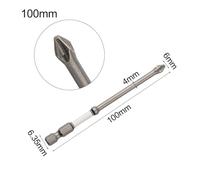 Non-Slip Magnetic Cross Head Screwdriver Bits with Hex Shank, Compatible with Electric Screwdrivers and Drills, 50-150mm Lengths, HRC60 Hardened Metal Construction (100mm)