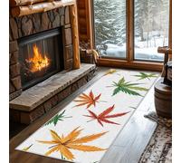 Non Slip Maple Leaf Runner Rug for Hallway Washable, 120 x 360 cm Leaves Autumn Botanical Carpet Runner Extra Long for Living Room, Hall, Kitchen, Bedroom, Indoor Door Mat, Ultra Thin