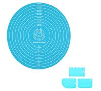 Non Slip Mat for Cake Turntable Large Silicone Mat Silicone Baking Sheets Baking Mat Pastry Mat 30cm/11.81in Sheet Heat Resistant Pastry Baking Sheet with Measuring Sign(Blue)