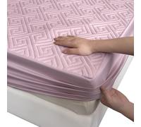Non-Slip Mattress Protector Double Bed, 30cm Deep Pocket Fitted Cover with Full-Circle Elastic Grip, Waterproof Quilted Soft Top, Easy to Remove & Clean(Dusty rose,160x200cm/63x79in)