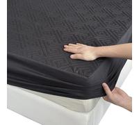 Non-Slip Mattress Protector Double Bed, 30cm Deep Pocket Fitted Cover with Full-Circle Elastic Grip, Waterproof Quilted Soft Top, Easy to Remove & Clean(Black,200x200cm/79x79in)