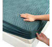Non-Slip Mattress Protector Double Bed, 30cm Deep Pocket Fitted Cover with Full-Circle Elastic Grip, Waterproof Quilted Soft Top, Easy to Remove & Clean(Green,150x200cm/59x79in)