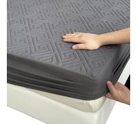 Non-Slip Mattress Protector Double Bed, 30cm Deep Pocket Fitted Cover with Full-Circle Elastic Grip, Waterproof Quilted Soft Top, Easy to Remove & Clean(Dark Grey,160x200cm/63x79in)
