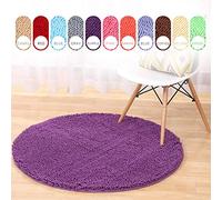 Non-Slip Microfiber Chenille Bath Rug Soft Shaggy Bathroom Mat Water-Absent & Machine Washable Round Design 120cm Purple - rious t for Your Home