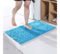 Non-Slip Microfibre Bath Mat Chenille Bathroom Shower Rug,Super Absorbent Shaggy Bath Rug Anti Mould Bathroom Floor Mat Area Rug,Quick Drying (Lake Blue,40x60cm)