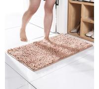 Non-Slip Microfibre Bath Mat Chenille Bathroom Shower Rug,Super Absorbent Shaggy Bath Rug Anti Mould Bathroom Floor Mat Area Rug,Quick Drying (Camel,45x70cm)