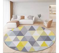 Non Slip Modern Style Round Rug 120cm, Short Pile Super Soft Machine Washable Area Rugs Simple Stylish Geometric Triangles Printed Carpet for Living Room Bedroom Kitchen Nursery Lounge Color