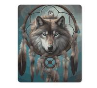 Non-Slip Mouse Pad Gaming Mouse Mat 3D Wolf Dream Catcher Funny Mouse Pads Waterproof Mouse Mat Portable Mousepad for Laptop Travel Office 18 * 22cm