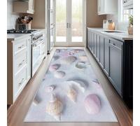 Non Slip Ocean Life Runner Rug for Hallway Washable, 60 x 120 cm Shell Conch Carpet Runner Extra Long for Living Room, Hall, Kitchen, Bedroom, Indoor Door Mat, Ultra Thin