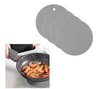 Non SLip PAN STAND -Trivet, POT STAND, Heat Resistant POT HOLDER & TRIVET Frame For Pans, Casserole Dishes & Ovenware, Placemat, Table Protector (2 Pack GREY Silicone)