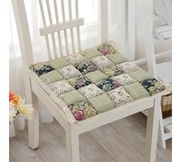 Non-slip Patchwork Seat Cushion with Ties, Floral Design for Enhanced Comfort on Dining and Office Chairs
