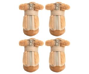 Non-Slip Paw Protector for Winter - Plush Rubber Material, Adjustable Seat Belts, Set of 4 | Hiking Shoes, Foot Care for Puppies, Traction Support, Breathable, Comfort, Accessories For