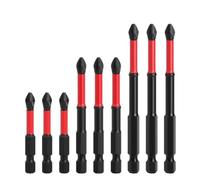 Non-Slip PH2 Screwdriver Bits Set, 9pcs Alloy Steel Striped Head with 6.35mm Hex Shank for Electric Drills, 50/70/90mm Lengths in Red and Black