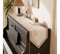 Non-slip Piano Runner For Top Of Piano, Simple Beautiful Top Protector Covers for Digital Piano/TV Cabinet/Entrance, Cotton-Linen Blend Piano Dust Cover Cloth(Style-3,14x68in)