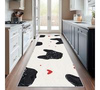 Non Slip Pug Runner Rug for Hallway Washable, 90 x 360 cm Dog Love Pet Carpet Runner Extra Long for Living Room, Hall, Kitchen, Bedroom, Indoor Door Mat, Ultra Thin