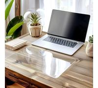 Non-Slip PVC Desk Protector Mat with Round Edge, Heat Resistant & Waterproof - Clear, 70x35cm (2.3x1.15ft)
