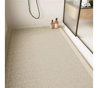 Non-Slip Quick-Dry PVC Shower Mat with Drain Hole Soft &Bathroom Rug for Bathtub & Wet Areas Stylish Beige 5.6x90cm - Ideal for Modern Bathrooms