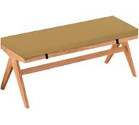 Non Slip Rectangular Bench Cushion, 2 Thick High Density Foam Pads with Firm Strap for Indoor/Outdoor Furniture, Ideal for Window Seats, Pianos, Dining Rooms (Khaki, 31x14 inches)