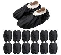 Non-Slip Reusable Overshoes - 12 Pairs Black Reusable Shoe Covers, Waterproof Shoe Protector Dustproof, Shoe Covers On Rainy Days, Washable Overshoes Boot Covers for Household Carpet Floor Protection