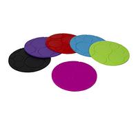 Non-Slip Round Multicolor Silicone Coasters by Home Basics | Set of 6 | Heat Resistant | Indoor and Outdoor Coffee Table, Kitchen, Bar, Office Table Top Protection