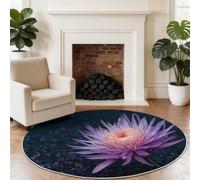 Non-Slip Round Rug 100 cm, Luxury Flowers Round Carpet for Under the Table, Dark Soft Low Pile Glam Elegant Circle Rugs for Living Room, Bedroom, Dining room & Home Office