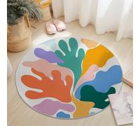 Non Slip Round Rug Simple Geometric Illustration Printing Super Soft, Colorful Short Liner Round Carpet for Home Room Decorative Playroom Children's Washable, 160 cm Size Durable Mat