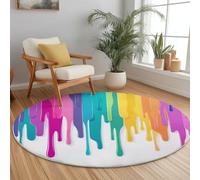 Non Slip Round Rug Simple Illustration Graffiti Printing Super Soft, Colorful Short Liner Round Carpet for Home Room Decorative Playroom Children's Washable, 100 cm Size Durable Mat