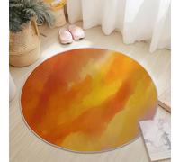 Non Slip Round Rug Simple Soft Brushstrokes Printing Super Soft, Orange Color Short Liner Round Carpet for Home Room Decorative Playroom Children's Washable, 120 cm Size Durable Mat