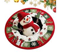 Non-Slip Round Snowman Floor Mat - Festive Optical Illusion Christmas Rug | Unique 3D Optical Illusion Snowman Design Adds A Whimsical, Eye-catching Holiday Accent To Entryways, Kitchens, Living Rooms,