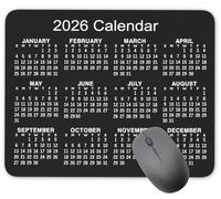 Non-Slip Rubber Mouse Pad， 2026 Calendar Horizontal Version Calendar Black Mouse Mat Mouse Pad Office Gaming Mousemat 9.5 inch x 7.9 inch