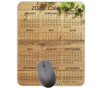 Non-Slip Rubber Mouse Pad， 2026 Calendar Wood Background Calendar Black Mouse Mat Mouse Pad Office Gaming Mousemat 9.5 inch x 7.9 inch