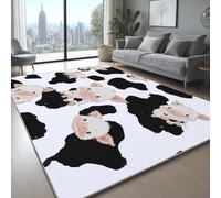 Non Slip Rug Cartoon Cute Cow Print Piglet Easy Care Soft Home Area Rug for Bedroom Hall Kids Baby Room Hallway Runners Carpet Mat Black And White, 80 x 120 cm
