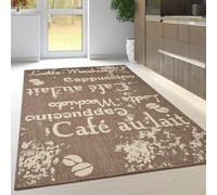 Non Slip Rug Kitchen Living Room Fat Weave Check Carpet Small Large Runner Mat (160x225cm - 5'3''x7'4''ft, Natural Brown Coffee)