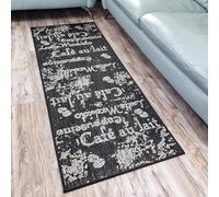 Non Slip Rug Kitchen Living Room Fat Weave Check Carpet Small Large Runner Mat (60x180cm - 2'x5'9'' ft, Black Coffee)