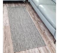 Non Slip Rug Kitchen Living Room Fat Weave Check Carpet Small Large Runner Mat (60x180cm - 2'x5'9'' ft, Grey Plain)
