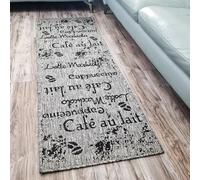 Non Slip Rug Kitchen Living Room Fat Weave Check Carpet Small Large Runner Mat (60x180cm - 2'x5'9'' ft, Grey Coffee)