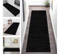 Non-Slip Rug Runner 40x250CM for Kitchen & Hallway - Black/Dark Grey Indoor Carpet, Long Entryway Mat, Anti-Slip Corridor Rug for Living Room & Bedroom, Durable Doormat