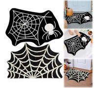 Non Slip Rug,Spiderweb Area Rug Halloween Spider Web Rugs Bath Mat - Halloween Bathroom Decor for Bathroom, Shower, Kitchen Washable Rugs Water Absorbent Outdoor Intéressant Décoration (A, 50x80cm)