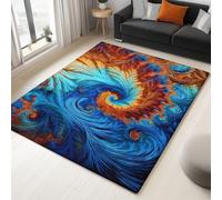 Non-Slip Rug with Durable Edge Binding, 120 x 170 cm, Super-Soft Blue Living Room Rug, Washable Low-Pile Carpet for the Bedroom with an Delicate Vitality Spiral Pattern