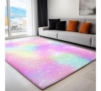 Non-Slip Rug with Durable Edge Binding, 140 x 200 cm, Super-Soft Iridescent Living Room Rug, Washable Low-Pile Carpet for the Bedroom with an Cartoon Cute Stars Pattern