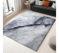 Non-Slip Rug with Durable Edge Binding, 140 x 200 cm, Super-Soft Light Gray Living Room Rug, Washable Low-Pile Carpet for the Bedroom with an Nature Exquisite Marble Pattern
