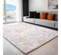Non-Slip Rug with Durable Edge Binding, 140 x 200 cm, Super-Soft Light Pink Living Room Rug, Washable Low-Pile Carpet for the Bedroom with an Elegant Exquisite Floral Leaves Pattern