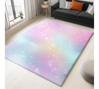 Non-Slip Rug with Durable Edge Binding, 140 x 200 cm, Super-Soft Multicolor Living Room Rug, Washable Low-Pile Carpet for the Bedroom with an Cute Minimalism Gradient Stars Pattern