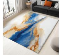 Non-Slip Rug with Durable Edge Binding, 160 x 230 cm, Super-Soft Cream Living Room Rug, Washable Low-Pile Carpet for the Bedroom with an Abstract Desert Veins Pattern