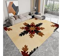 Non-Slip Rug with Durable Edge Binding 160 x 230 cm, Super-Soft Cream Yellow Low-Pile Carpet with an Retro Indian Stars Pattern - Washable for the Living Room or Bedroom