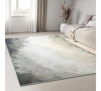 Non-Slip Rug with Durable Edge Binding 160 x 230 cm, Super-Soft Dark Gray Low-Pile Carpet with an Retro Abstract Texture Elegant Pattern - Washable for the Living Room or Bedroom