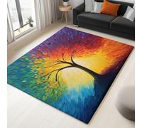 Non-Slip Rug with Durable Edge Binding, 160 x 230 cm, Super-Soft Multicolor Living Room Rug, Washable Low-Pile Carpet for the Bedroom with an Elegant Tree Of Life Vibrant Pattern